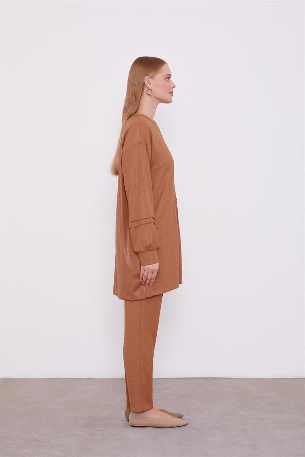 Kahve Cep Detaylı Aerobin İkili Takım