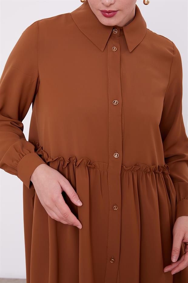 Kahve Pile Detaylı İkili Takım