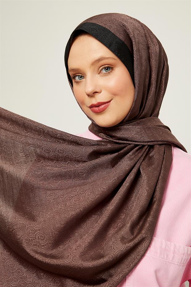 Kahve Halka Desen Monogram Şal