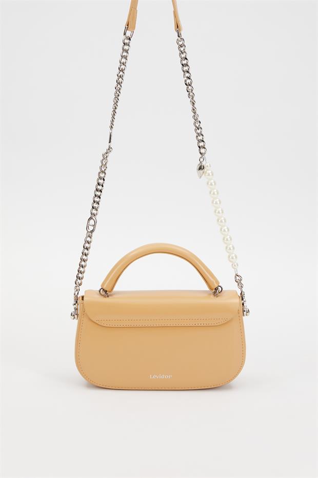 Kahve İnci Askılı Omuz Çantası