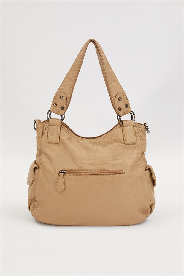 Kahve Kuşgözü Detaylı Omuz Çantası