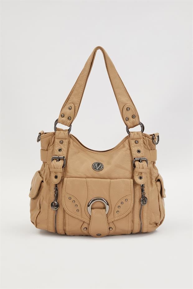 Kahve Kuşgözü Detaylı Omuz Çantası