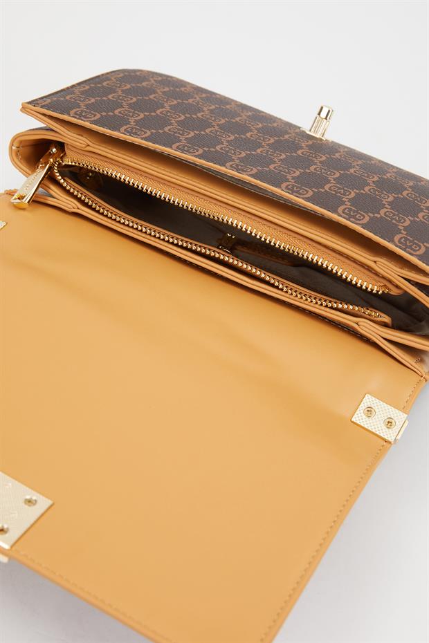 Kahve Nakış İşlemeli Omuz Çantası