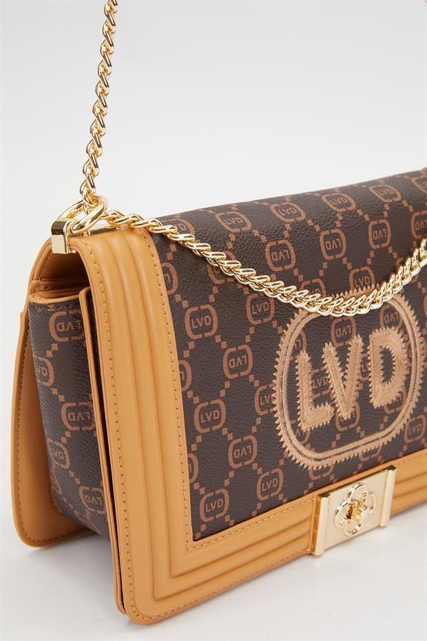 Kahve Nakış İşlemeli Omuz Çantası