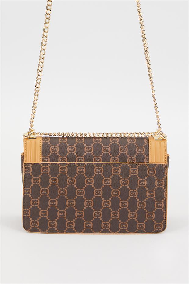 Kahve Nakış İşlemeli Omuz Çantası