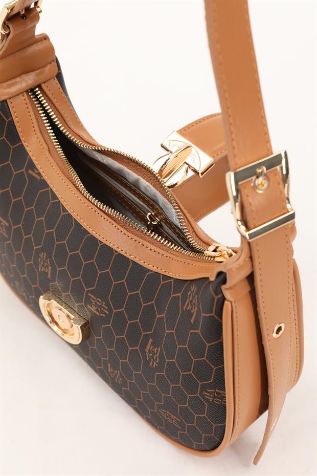 Kahve Petek Desen El Çantası