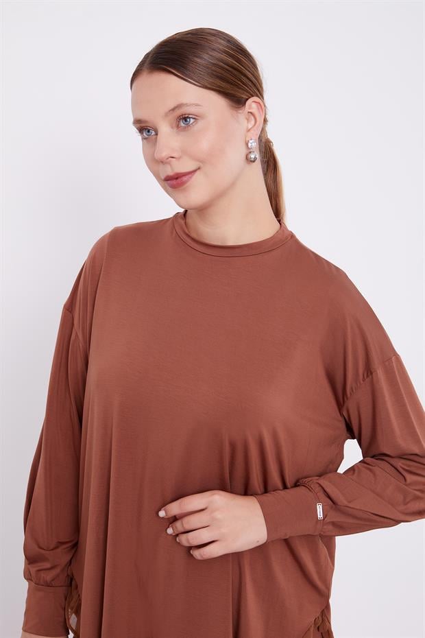 Kahve Şifon Volanlı Spor Takım