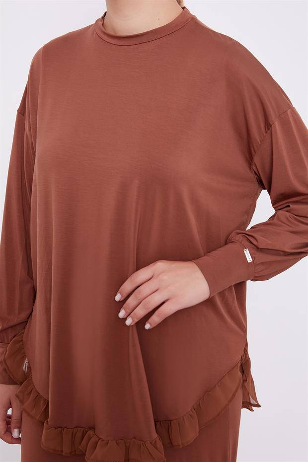 Kahve Şifon Volanlı Spor Takım