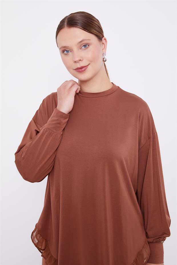 Kahve Şifon Volanlı Spor Takım