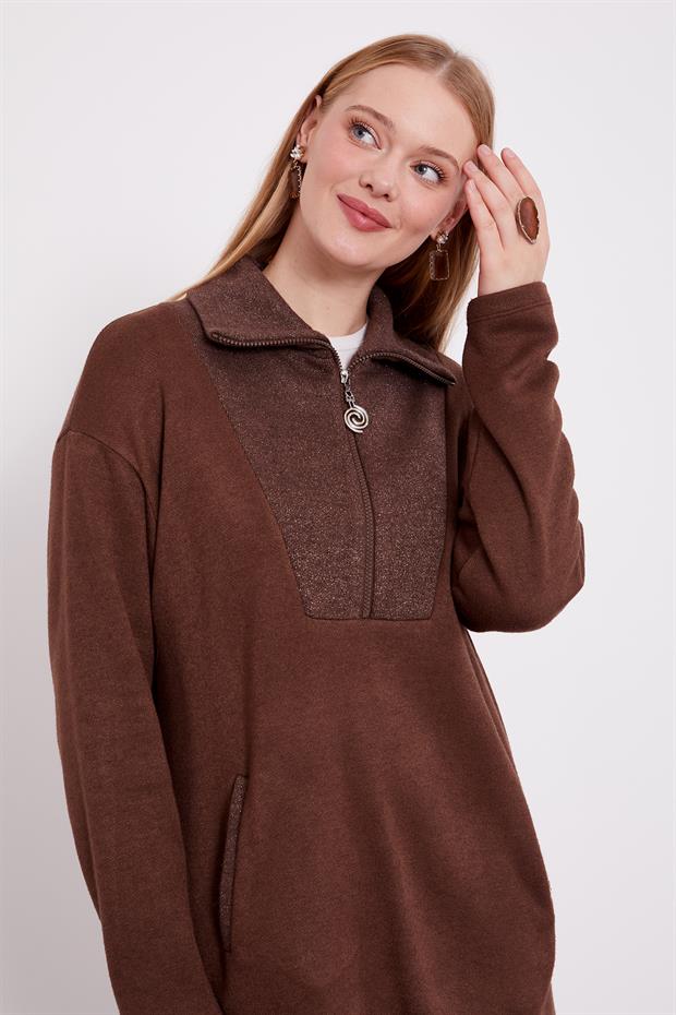 Kahve Sim Detaylı Kaşmir İkili Takım