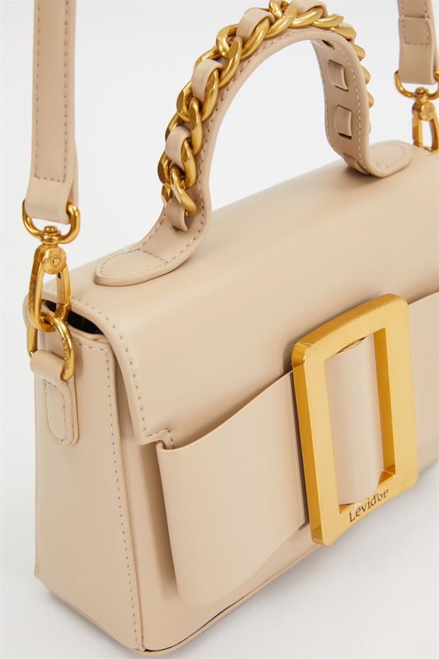 Kahve Zincir İşlemeli El Çantası