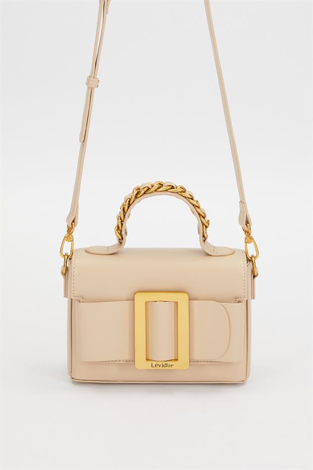 Kahve Zincir İşlemeli El Çantası