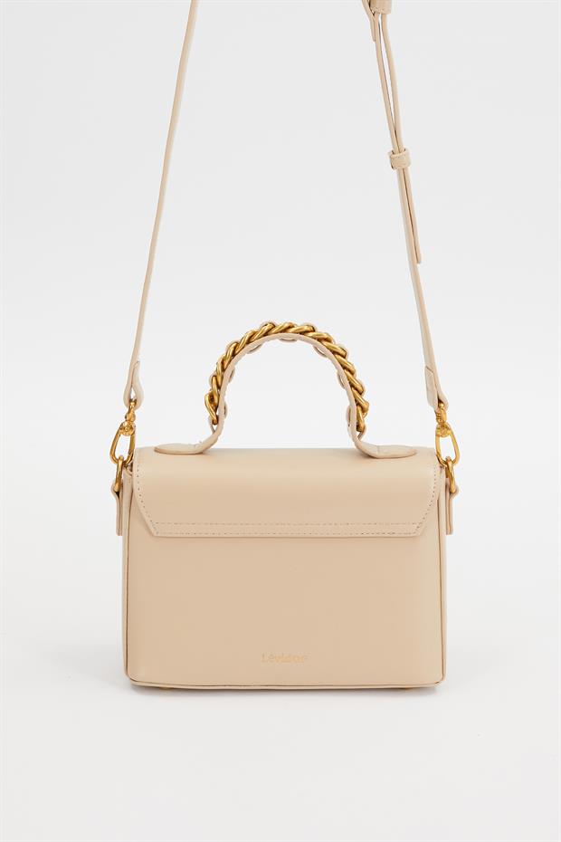 Kahve Zincir İşlemeli El Çantası