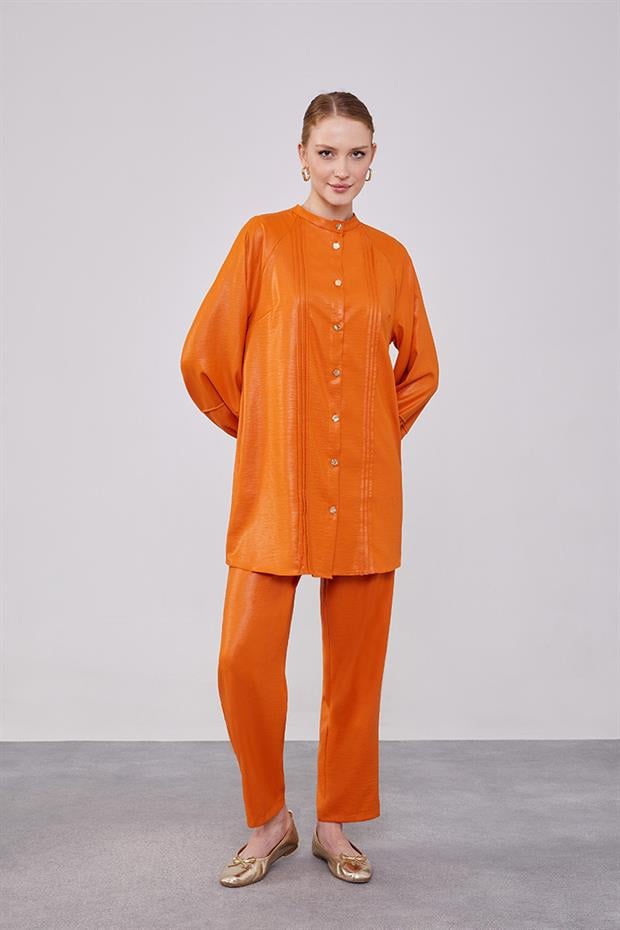 Kiremit Bisiklet Yaka Airobin Kumaş İkili Takım