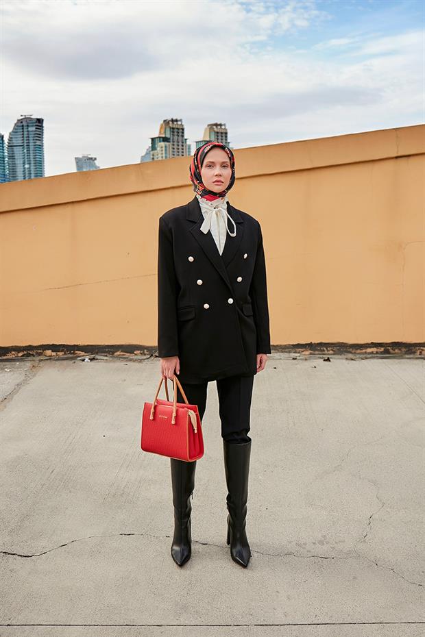 Kırmızı Çıkarılabilir Askılı El Çantası