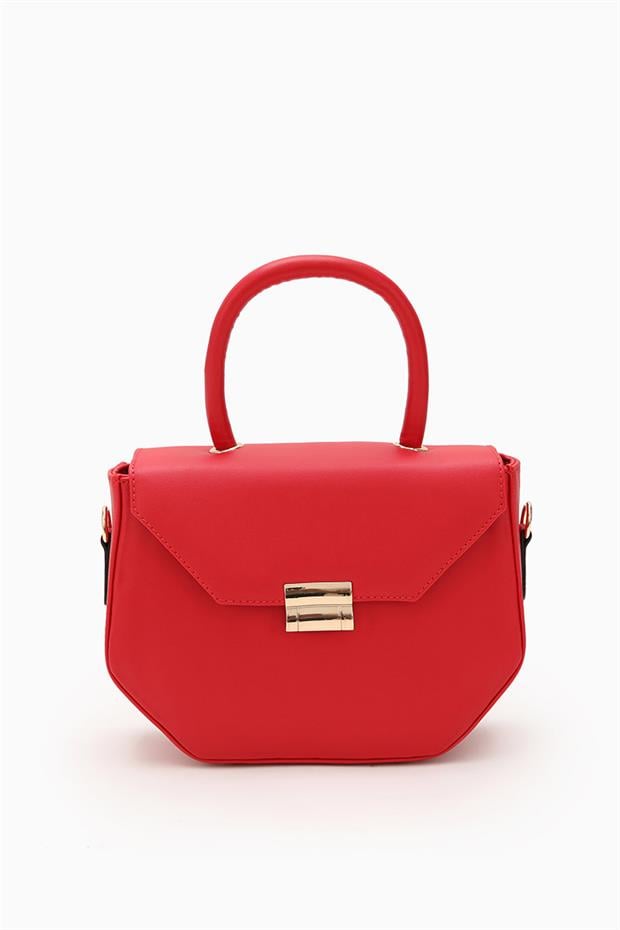 Kırmızı Geometrik Tasarım El Çantası