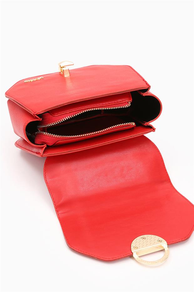 Kırmızı Köşegen Tasarım El Çantası