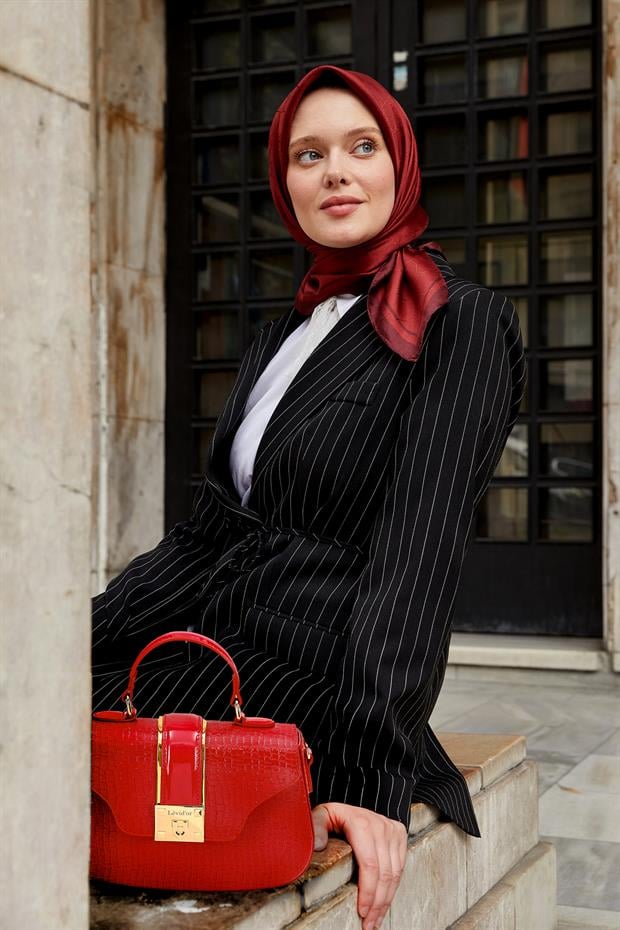 Kırmızı Kroko Desen El Çantası