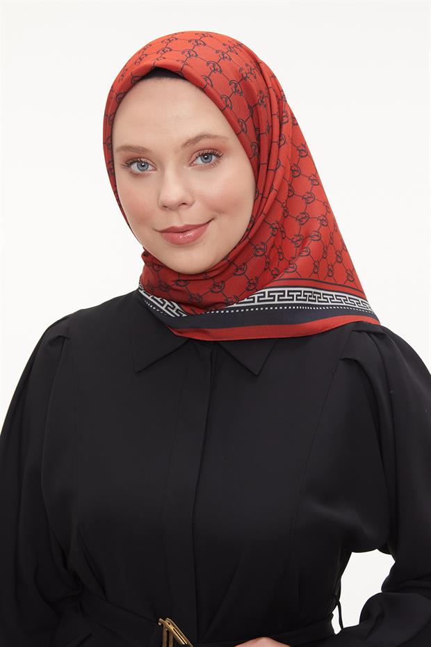 Kırmızı L Desen Aura Eşarp