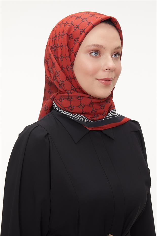 Kırmızı L Desen Aura Eşarp