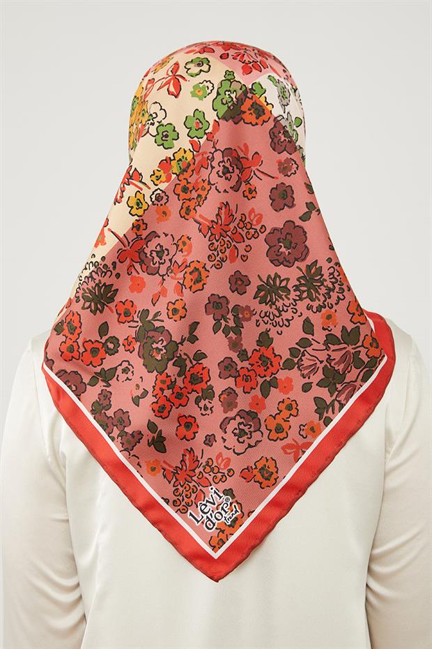 Kırmızı Mine Çiçeği Trend Twill Eşarp