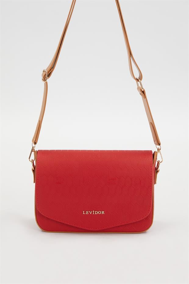 Kırmızı Petek Baskılı Ayarlanabilir Askılı Omuz Çantası