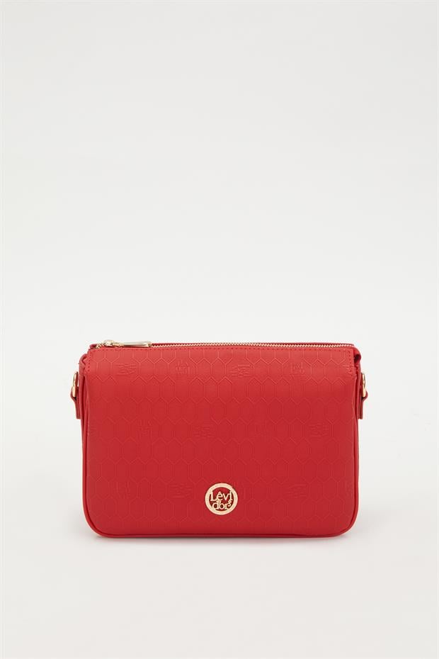 Kırmızı Petek Kabartmalı Omuz Çantası