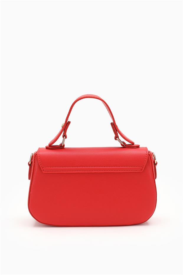 Kırmızı Tek Gözlü Kilit Kapamalı El Çantası