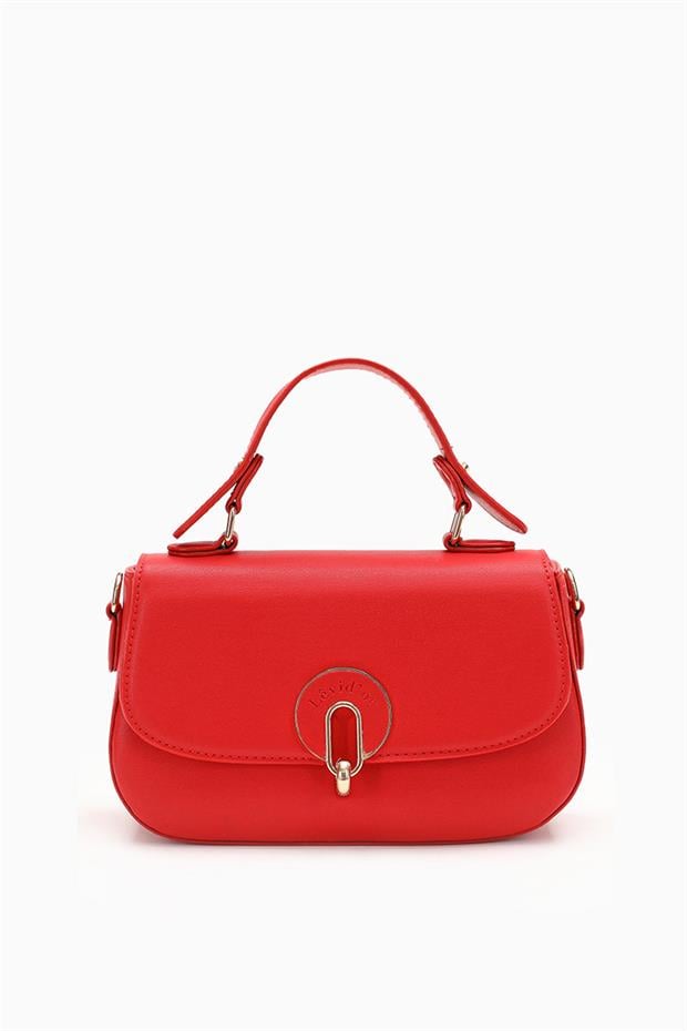 Kırmızı Tek Gözlü Kilit Kapamalı El Çantası