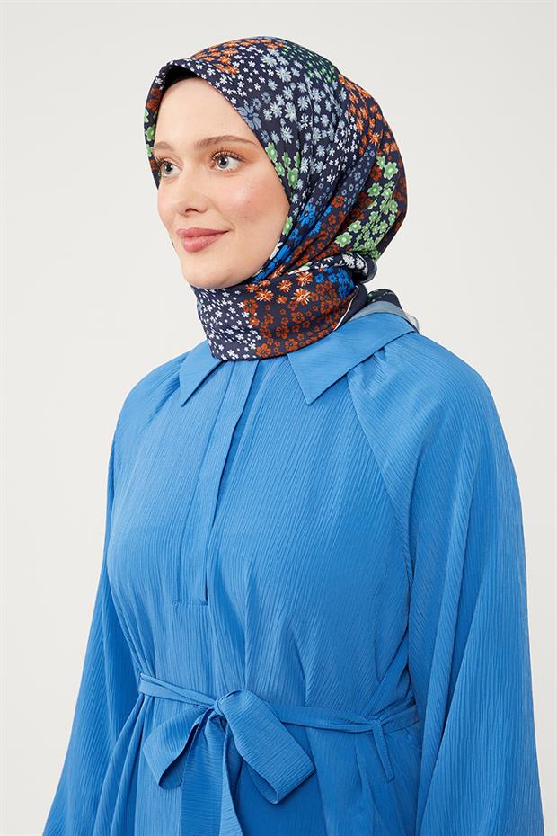 Kot Mavi Mine Çiçeği Aura Eşarp