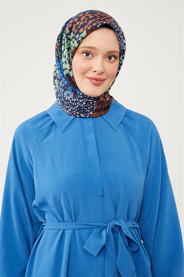 Kot Mavi Mine Çiçeği Aura Eşarp