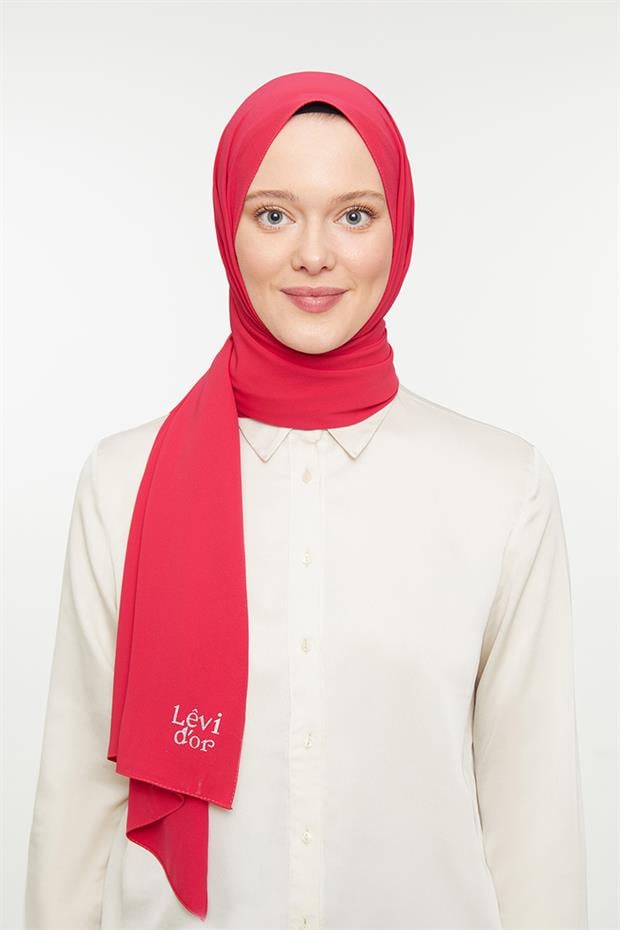 Koyu Pembe Düz Medine İpeği Şal