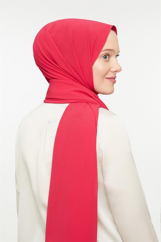 Koyu Pembe Düz Medine İpeği Şal