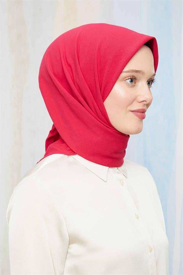 Koyu Pembe Pamuk Cazz Kare Eşarp