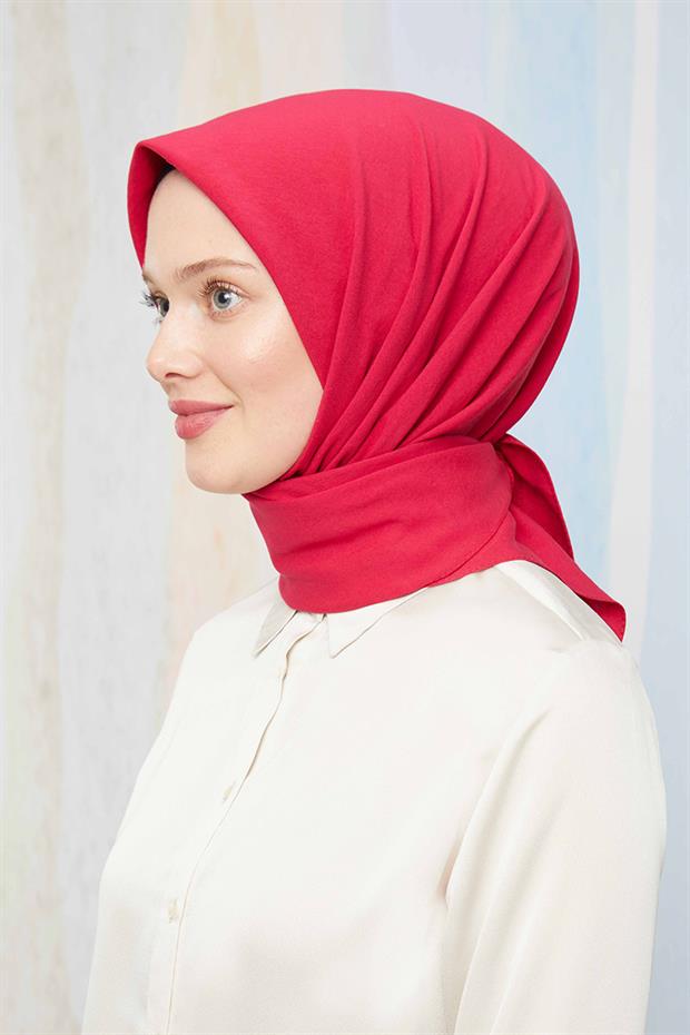 Koyu Pembe Pamuk Cazz Kare Eşarp