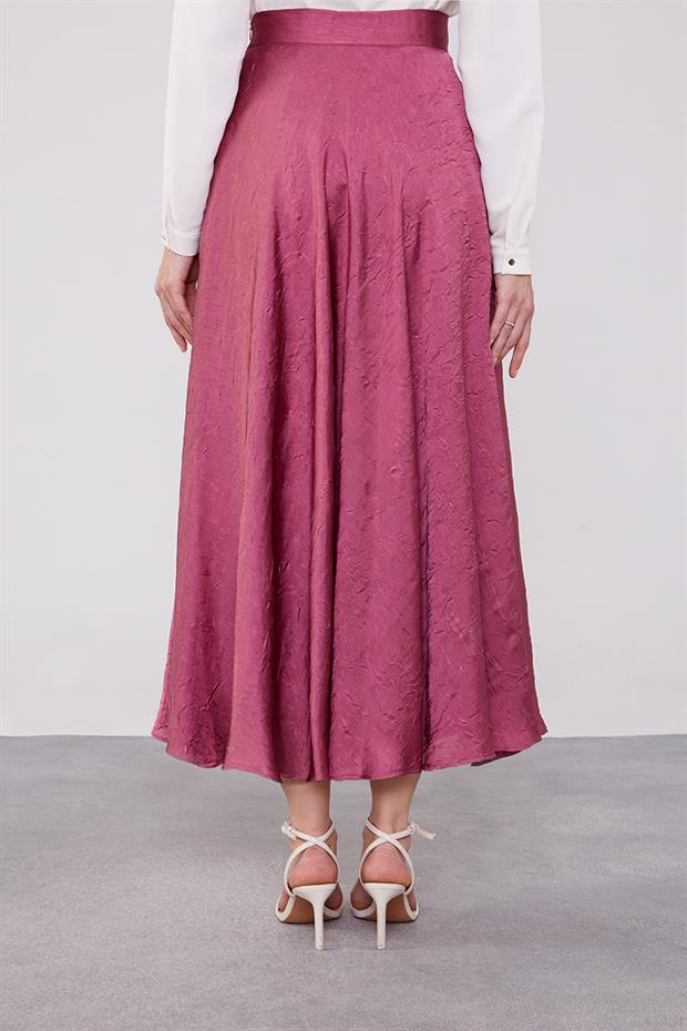Koyu Gül Kurusu Kraş Saten Etek