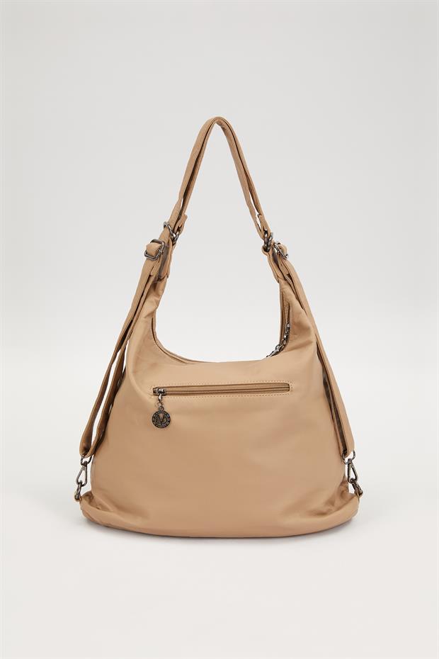 Krem Çok Cepli Omuz Çantası