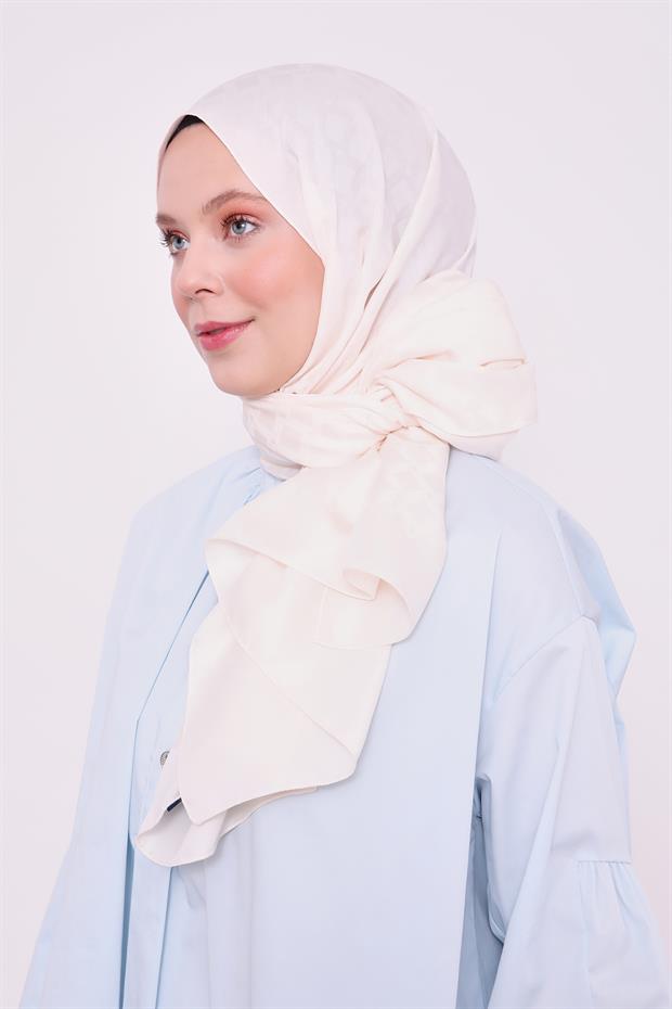 Krem Baklava Desen Blue Jakar Şal
