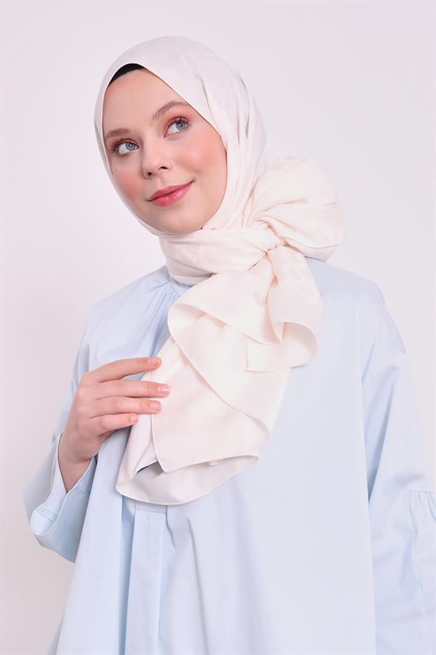 Krem Baklava Desen Blue Jakar Şal