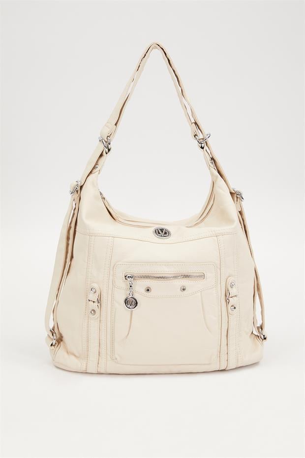 Krem Cepcik Gözlü Omuz Çantası