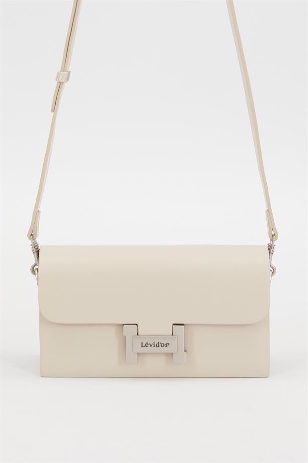 Krem Çift Askılı Omuz Çantası