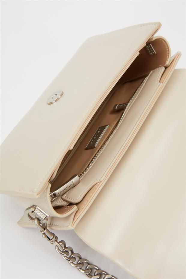 Krem Çift Askılı Omuz Çantası