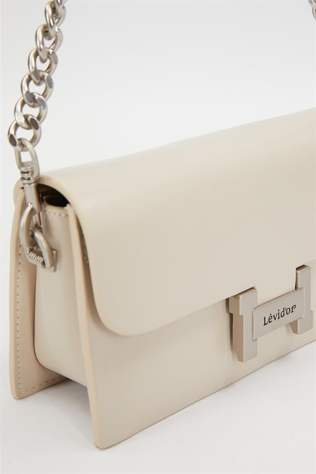 Krem Çift Askılı Omuz Çantası