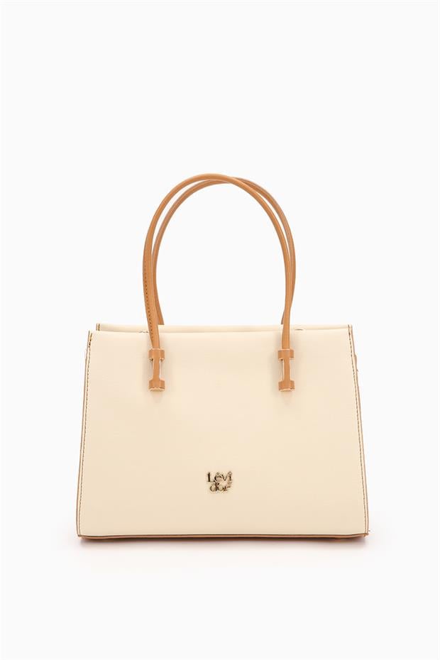 Krem Çok Bölmeli El Çantası