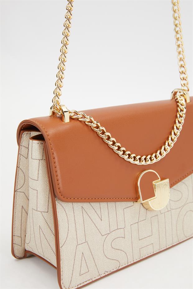 Krem Gold Toka Detaylı Omuz Çantası