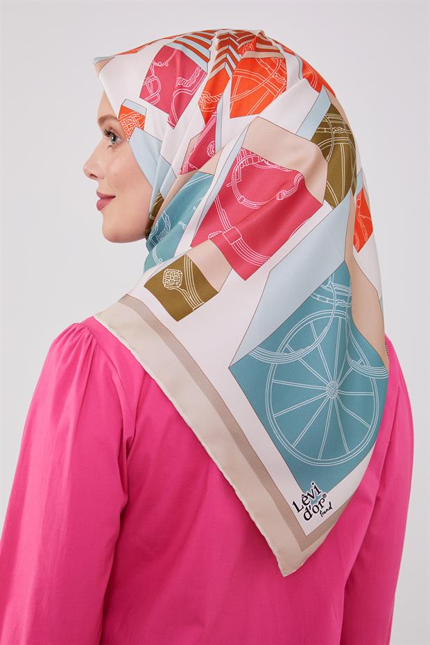 Krem Küp Desen Twill Eşarp