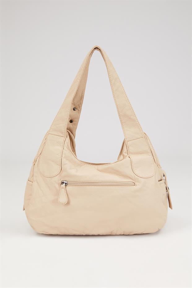 Krem Metal Detaylı Omuz Çantası