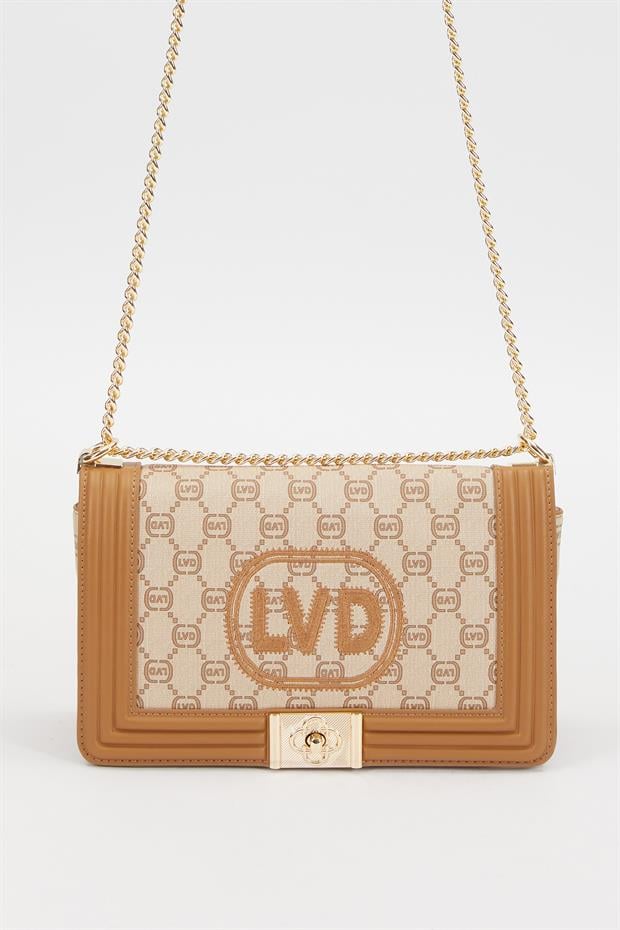 Krem Nakış İşlemeli Omuz Çantası