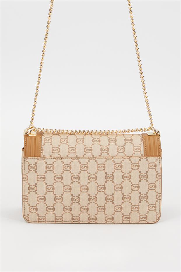 Krem Nakış İşlemeli Omuz Çantası