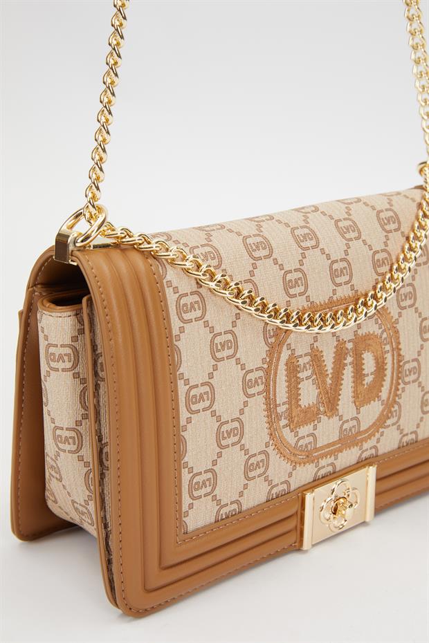 Krem Nakış İşlemeli Omuz Çantası